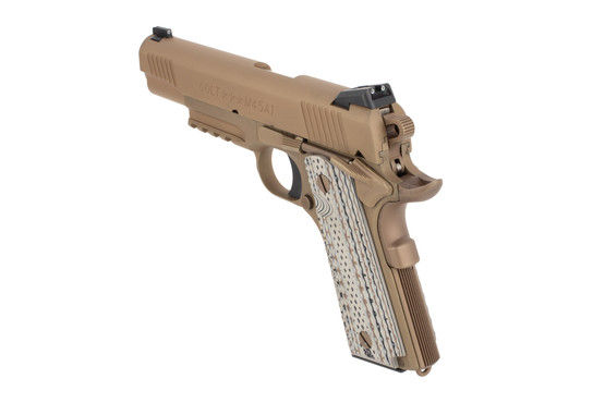 Colt 45 CQBP 1911 pistol features a railed dust cover